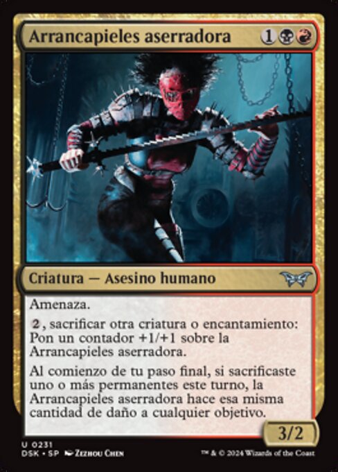 Taillepeau à lame de scie (Sawblade Skinripper) - Duskmourn: House of Horror (#231) - Illustrated by Zezhou Chen - Magic: The Gathering Card