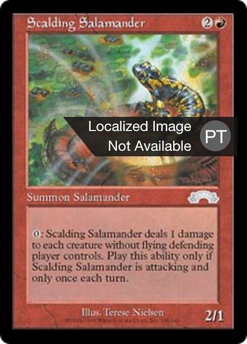 Salamandra Ustionante (Scalding Salamander) - Exodus (#100) - Illustrated by Terese Nielsen - Magic: The Gathering Card