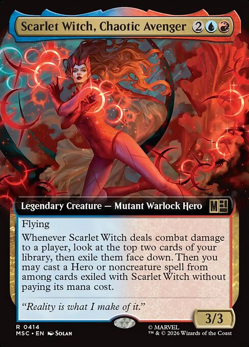 Scarlet Witch, Chaotic Avenger - Marvel Super Heroes Commander (#414) - Illustrated by Solan - Magic: The Gathering Card