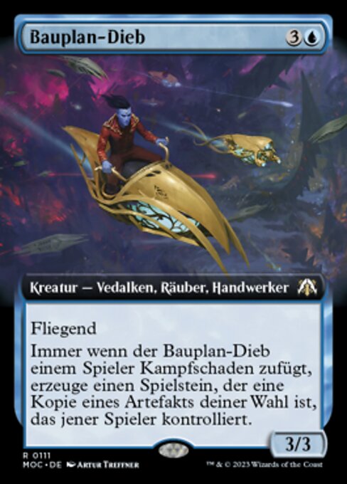 Bauplan-Dieb (Schema Thief) - March of the Machine Commander (#111) - Illustrated by Artur Treffner - Magic: The Gathering Card