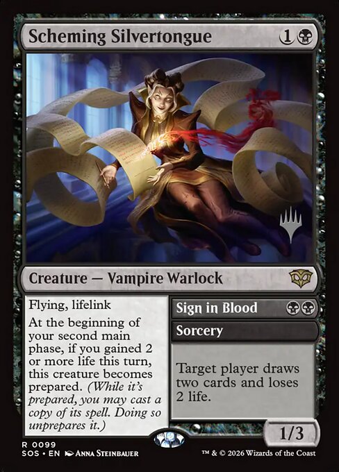 Scheming Silvertongue // Sign in Blood - Secrets of Strixhaven (#99) - Illustrated by Anna Steinbauer - Magic: The Gathering Card