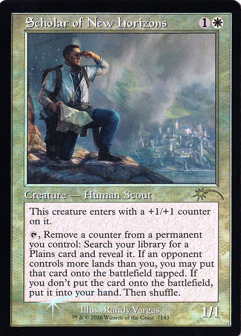 Studioso dei Nuovi Orizzonti (Scholar of New Horizons) - The Brothers' War Commander (#6) - Illustrated by Randy Vargas - Magic: The Gathering Card