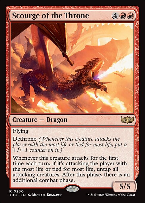 Scourge of the Throne - Tarkir: Dragonstorm Commander (#230) - Illustrated by Michael Komarck - Magic: The Gathering Card