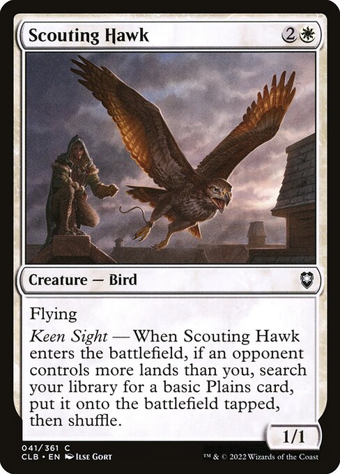 Scouting Hawk - Commander Legends: Battle for Baldur's Gate (#41) - Illustrated by Ilse Gort - Magic: The Gathering Card
