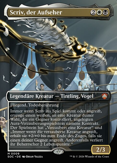 Scriv, der Aufseher (Scriv, the Obligator) - Secrets of Strixhaven Commander (#9) - Illustrated by Brian Valeza - Magic: The Gathering Card