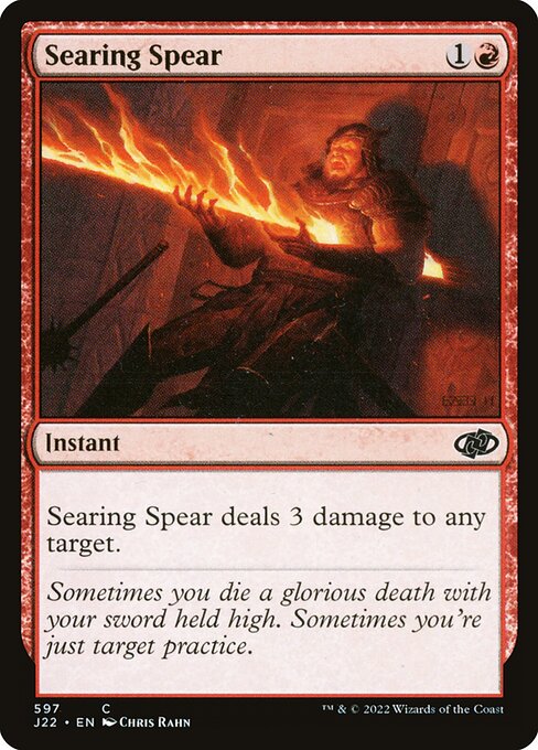 炙热矛 (Searing Spear) - Jumpstart 2022 (#597) - Illustrated by Chris Rahn - Magic: The Gathering Card