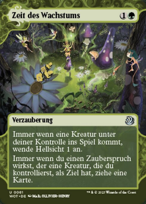 Estación de crecimiento (Season of Growth) - Wilds of Eldraine: Enchanting Tales (#61) - Illustrated by Maël Ollivier-Henry - Magic: The Gathering Card