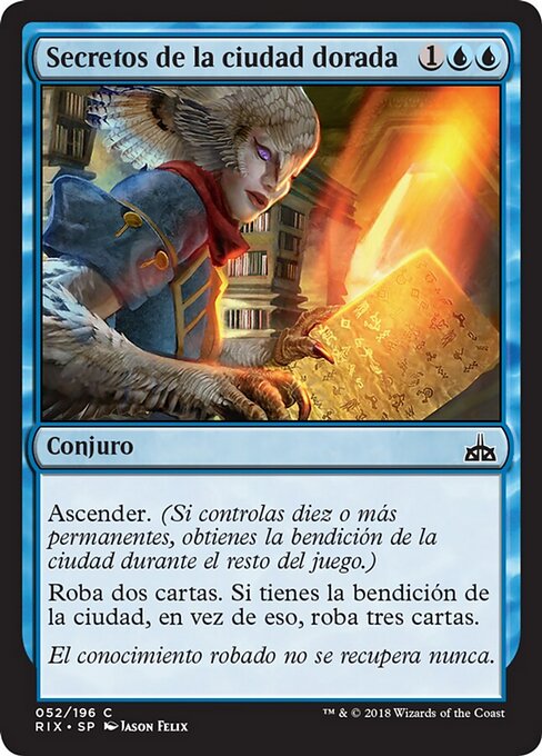 Тайны Золотого Города (Secrets of the Golden City) - Rivals of Ixalan (#52) - Illustrated by Jason Felix - Magic: The Gathering Card