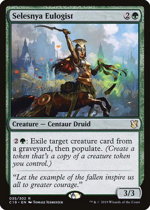 Elogiatrice di Selesnya (Selesnya Eulogist) - Commander 2019 (#35) - Illustrated by Tomasz Jedruszek - Magic: The Gathering Card