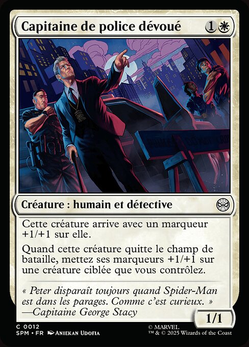 Capitano di Polizia Altruista (Selfless Police Captain) - Marvel's Spider-Man (#12) - Illustrated by Aniekan Udofia - Magic: The Gathering Card
