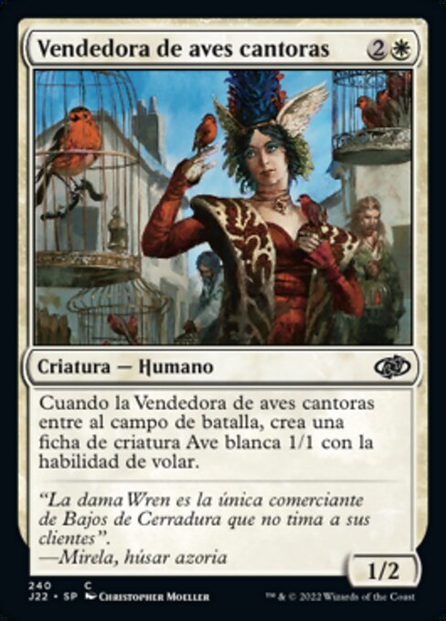 Marchande de passereaux (Seller of Songbirds) - Jumpstart 2022 (#240) - Illustrated by Christopher Moeller - Magic: The Gathering Card