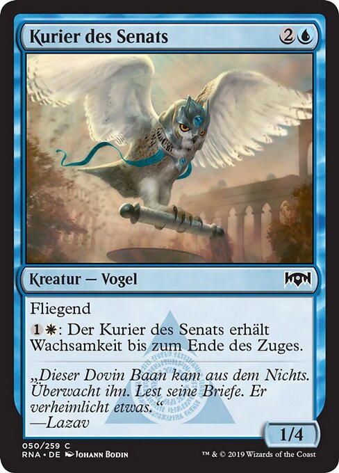 評議会の急使 (Senate Courier) - Ravnica Allegiance (#50) - Illustrated by Johann Bodin - Magic: The Gathering Card