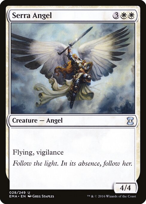 セラの天使 (Serra Angel) - Eternal Masters (#28) - Illustrated by Greg Staples - Magic: The Gathering Card