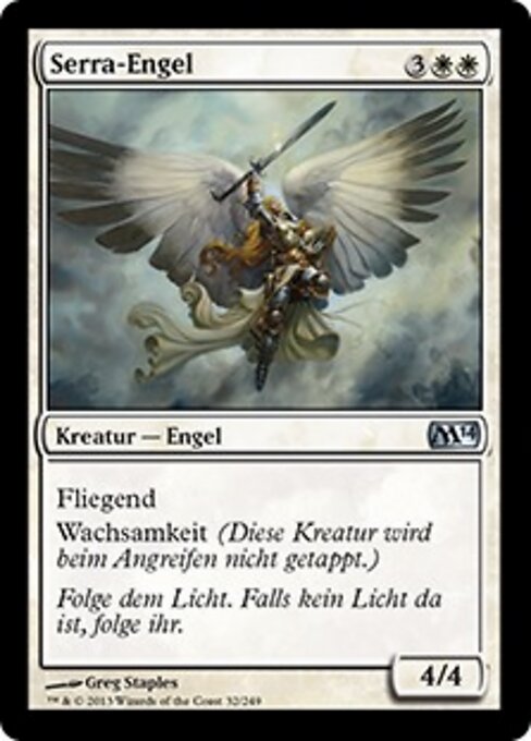 Angelo di Serra (Serra Angel) - Magic 2014 (#32) - Illustrated by Greg Staples - Magic: The Gathering Card
