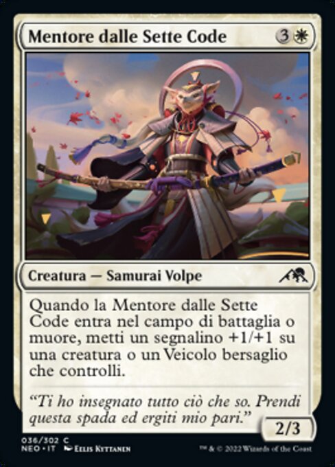 七ツ尾の導師 (Seven-Tail Mentor) - Kamigawa: Neon Dynasty (#313) - Illustrated by Aogachou - Magic: The Gathering Card