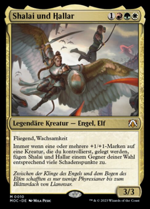 Shalai and Hallar - March of the Machine Commander (#96) - Illustrated by Mila Pesic - Magic: The Gathering Card