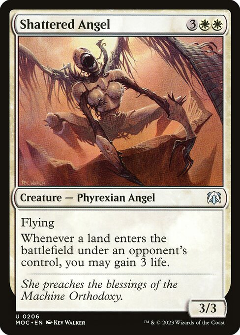 砕けた天使 (Shattered Angel) - March of the Machine Commander (#206) - Illustrated by Kev Walker - Magic: The Gathering Card