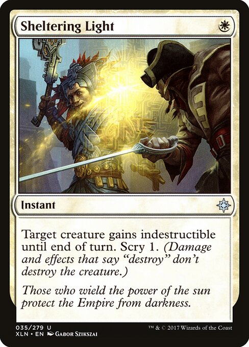 防護の光 (Sheltering Light) - Ixalan (#35) - Illustrated by Gabor Szikszai - Magic: The Gathering Card