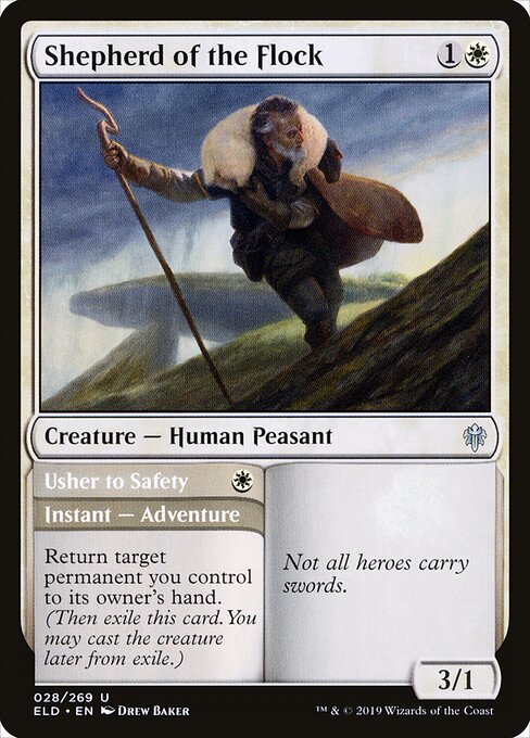 Shepherd of the Flock // Usher to Safety - Throne of Eldraine Magic card