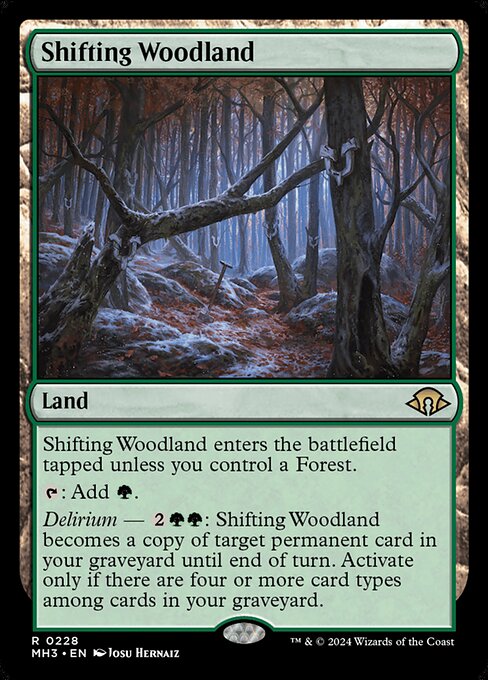 Shifting Woodland - Modern Horizons 3 (#228) - Illustrated by Josu Hernaiz - Magic: The Gathering Card