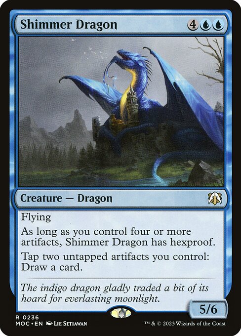 闪光巨龙 (Shimmer Dragon) - March of the Machine Commander (#236) - Illustrated by Lie Setiawan - Magic: The Gathering Card