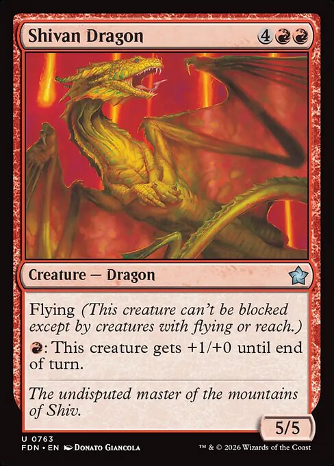 Shivan Dragon - Foundations (#763) - Illustrated by Donato Giancola - Magic: The Gathering Card