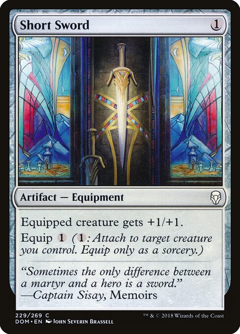 小剣 (Short Sword) - Dominaria (#229) - Illustrated by John Severin Brassell - Magic: The Gathering Card