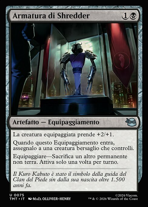 Armadura de Shredder (Shredder's Armor) - Teenage Mutant Ninja Turtles (#75) - Illustrated by Maël Ollivier-Henry - Magic: The Gathering Card