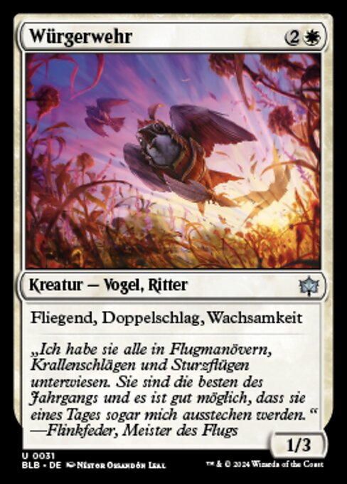 Würgerwehr (Shrike Force) - Bloomburrow (#31) - Illustrated by Néstor Ossandón Leal - Magic: The Gathering Card