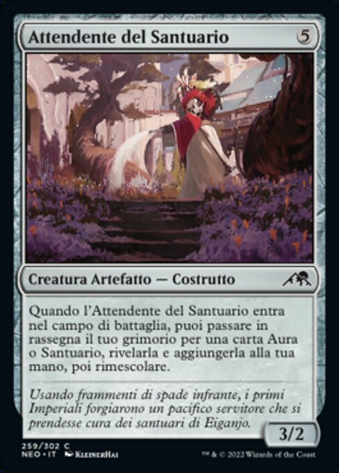 Zelador do Sacrário (Shrine Steward) - Kamigawa: Neon Dynasty (#259) - Illustrated by kleinerHai - Magic: The Gathering Card