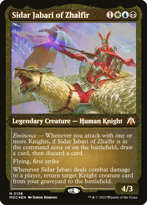 Sidar Jabari de Zhalfir (Sidar Jabari of Zhalfir) - March of the Machine Commander (#138) - Illustrated by Simon Dominic - Magic: The Gathering Card