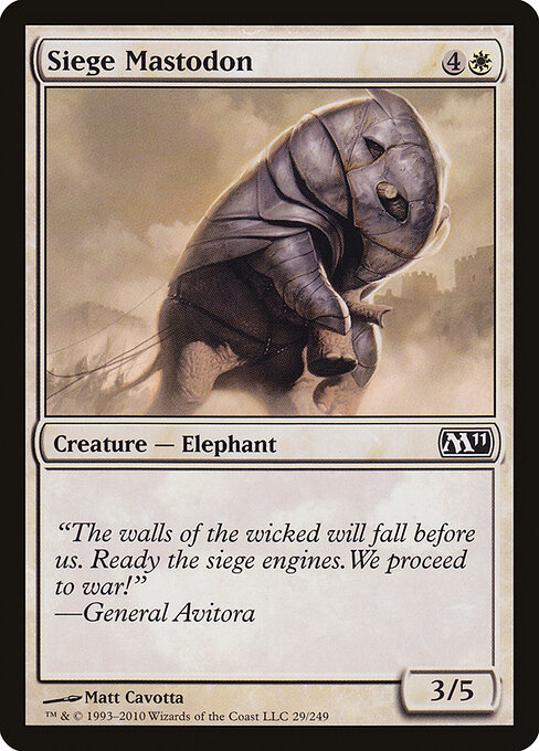 攻城乳齿象 (Siege Mastodon) - Magic 2011 (#29) - Illustrated by Matt Cavotta - Magic: The Gathering Card