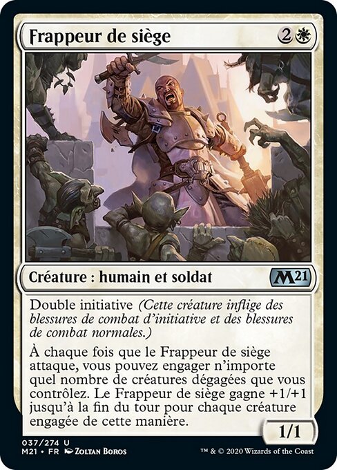 Belagerungskämpfer (Siege Striker) - Core Set 2021 (#37) - Illustrated by Zoltan Boros - Magic: The Gathering Card