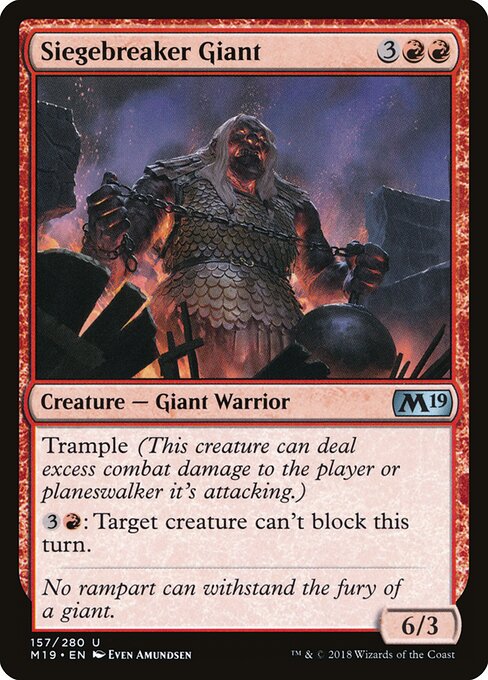 Gigante rompeasedios (Siegebreaker Giant) - Core Set 2019 (#157) - Illustrated by Even Amundsen - Magic: The Gathering Card