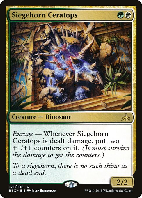Cératops cornesiège (Siegehorn Ceratops) - Rivals of Ixalan (#171) - Illustrated by Filip Burburan - Magic: The Gathering Card