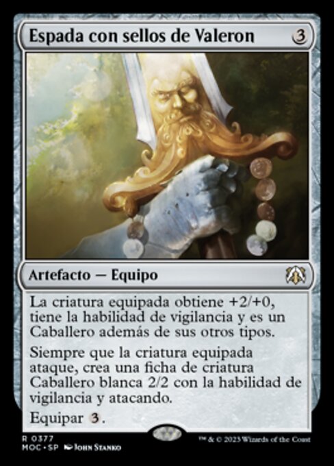 威烈隆飾印劍 (Sigiled Sword of Valeron) - Core Set 2019 (#244) - Illustrated by John Stanko - Magic: The Gathering Card