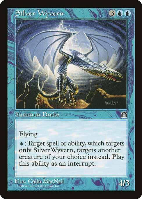 Vouivre d'argent (Silver Wyvern) - Stronghold (#43) - Illustrated by Colin MacNeil - Magic: The Gathering Card