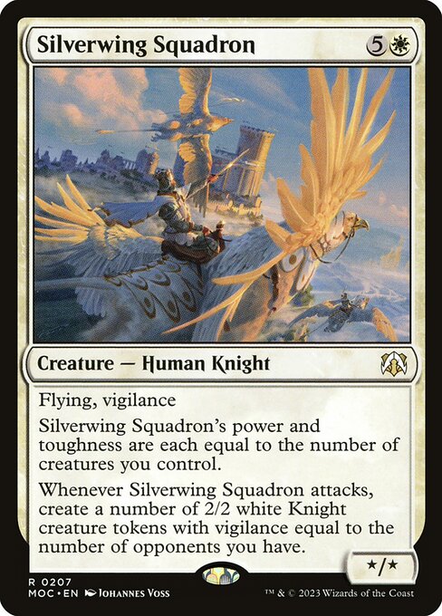 Silverwing Squadron - March of the Machine Commander (#207) - Illustrated by Johannes Voss - Magic: The Gathering Card
