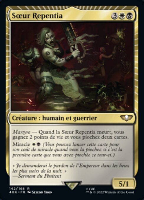 Sœur Repentia (Sister Repentia) - Warhammer 40,000 Commander (#142) - Illustrated by Seseon Yoon - Magic: The Gathering Card