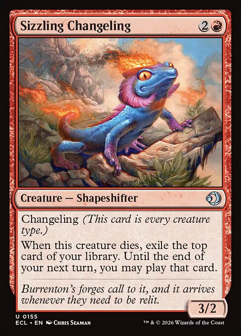 Zischender Wandelwicht (Sizzling Changeling) - Lorwyn Eclipsed (#155) - Illustrated by Chris Seaman - Magic: The Gathering Card