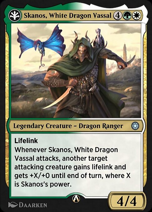 Skanos, White Dragon Vassal - Alchemy Horizons: Baldur's Gate (#18w) - Illustrated by Daarken - Magic: The Gathering Card