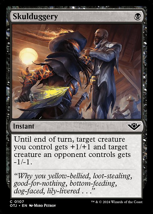 Verschlagenheit (Skulduggery) - Outlaws of Thunder Junction (#107) - Illustrated by Miro Petrov - Magic: The Gathering Card