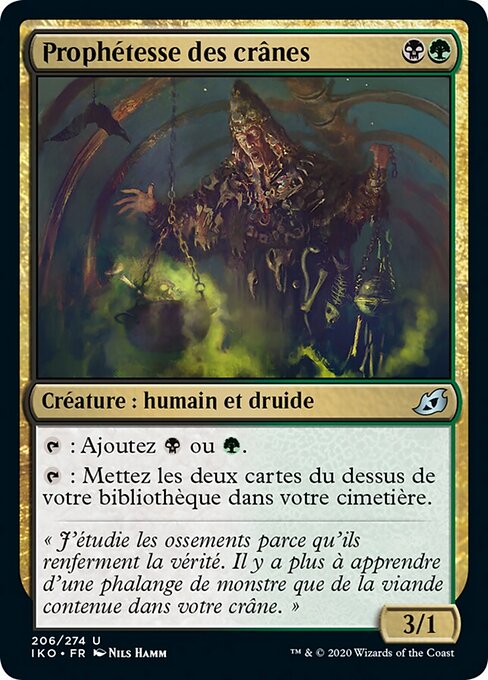 Prophétesse des crânes (Skull Prophet) - Ikoria: Lair of Behemoths (#206) - Illustrated by Nils Hamm - Magic: The Gathering Card
