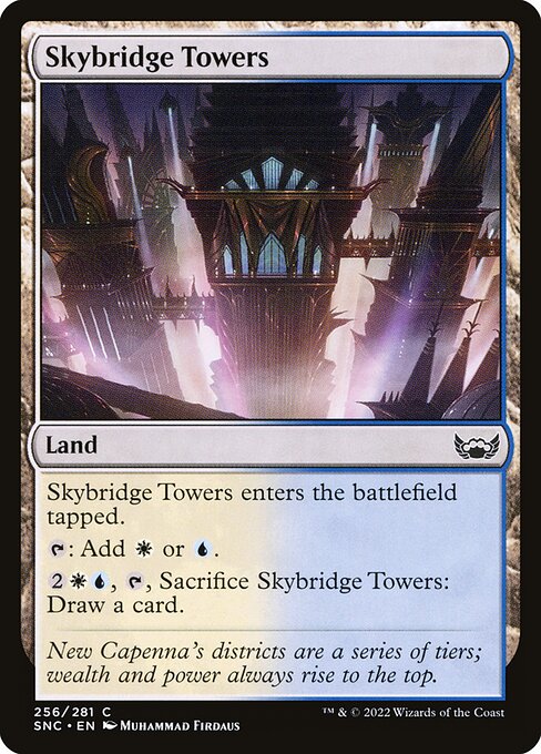 Skybridge Towers - Streets of New Capenna (#256) - Illustrated by Muhammad Firdaus - Magic: The Gathering Card