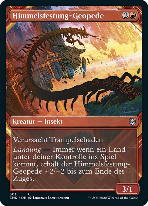 スカイクレイブの土百足 (Skyclave Geopede) - Zendikar Rising (#301) - Illustrated by Lorenzo Lanfranconi - Magic: The Gathering Card