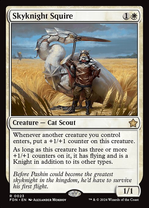 Skyknight Squire - Foundations (#23) - Illustrated by Alexander Mokhov - Magic: The Gathering Card