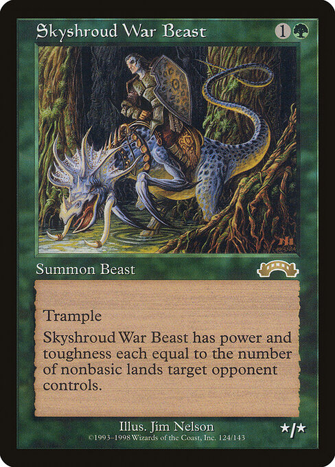 スカイシュラウドの軍獣 (Skyshroud War Beast) - Exodus (#124) - Illustrated by Jim Nelson - Magic: The Gathering Card