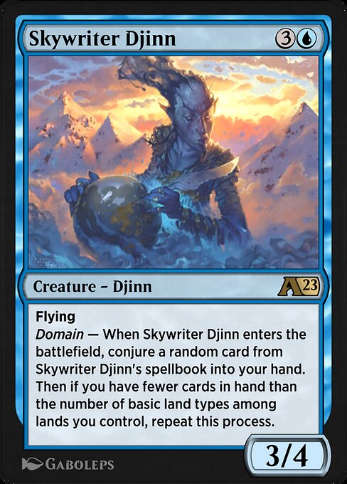 Skywriter Djinn - Alchemy: Dominaria (#5) - Illustrated by Gaboleps - Magic: The Gathering Card