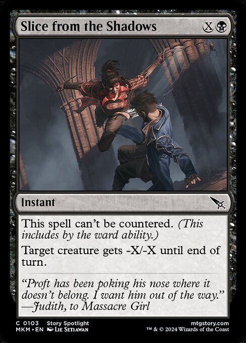 Fendente dall'Ombra (Slice from the Shadows) - Murders at Karlov Manor (#103) - Illustrated by Lie Setiawan - Magic: The Gathering Card