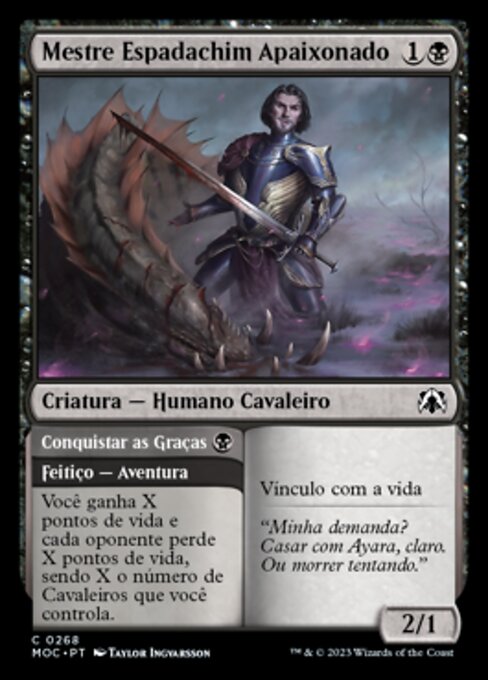 Smitten Swordmaster // Curry Favor - Throne of Eldraine (#105) - Illustrated by Taylor Ingvarsson - Magic: The Gathering Card